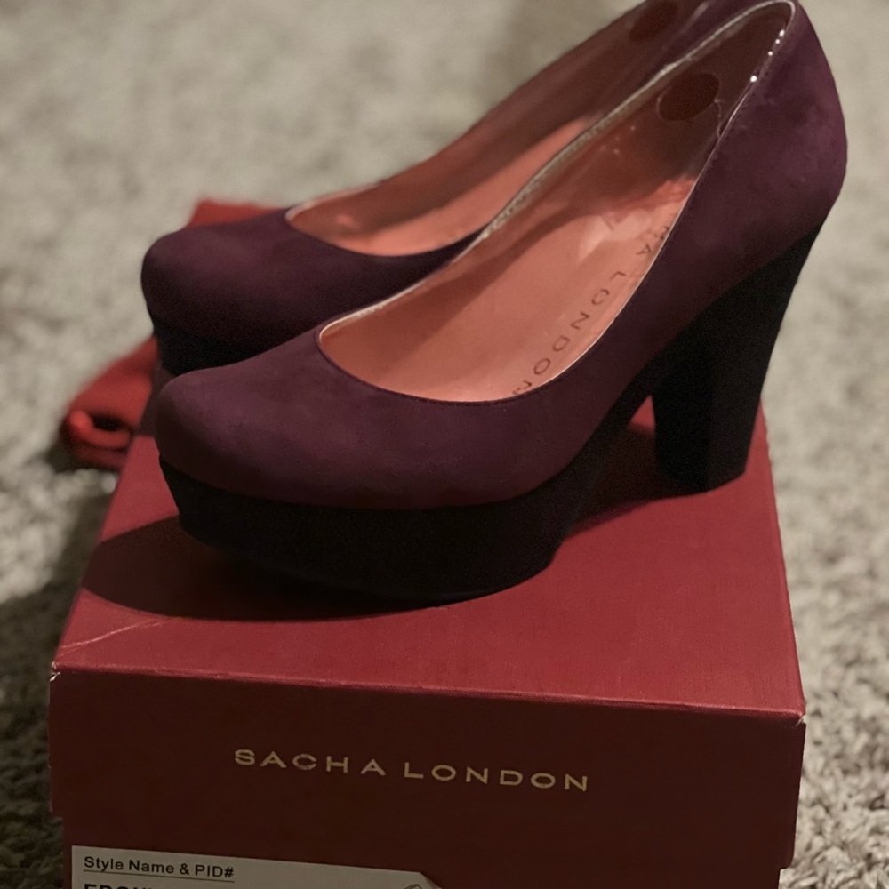 Burgundy Suede Sacha London with Caviar detail platform heels